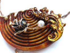 Queen Bee Necklace, Luxury Jewelry Baroque Flower, Gold Bumble Honey Nest Pendant Insect Charm