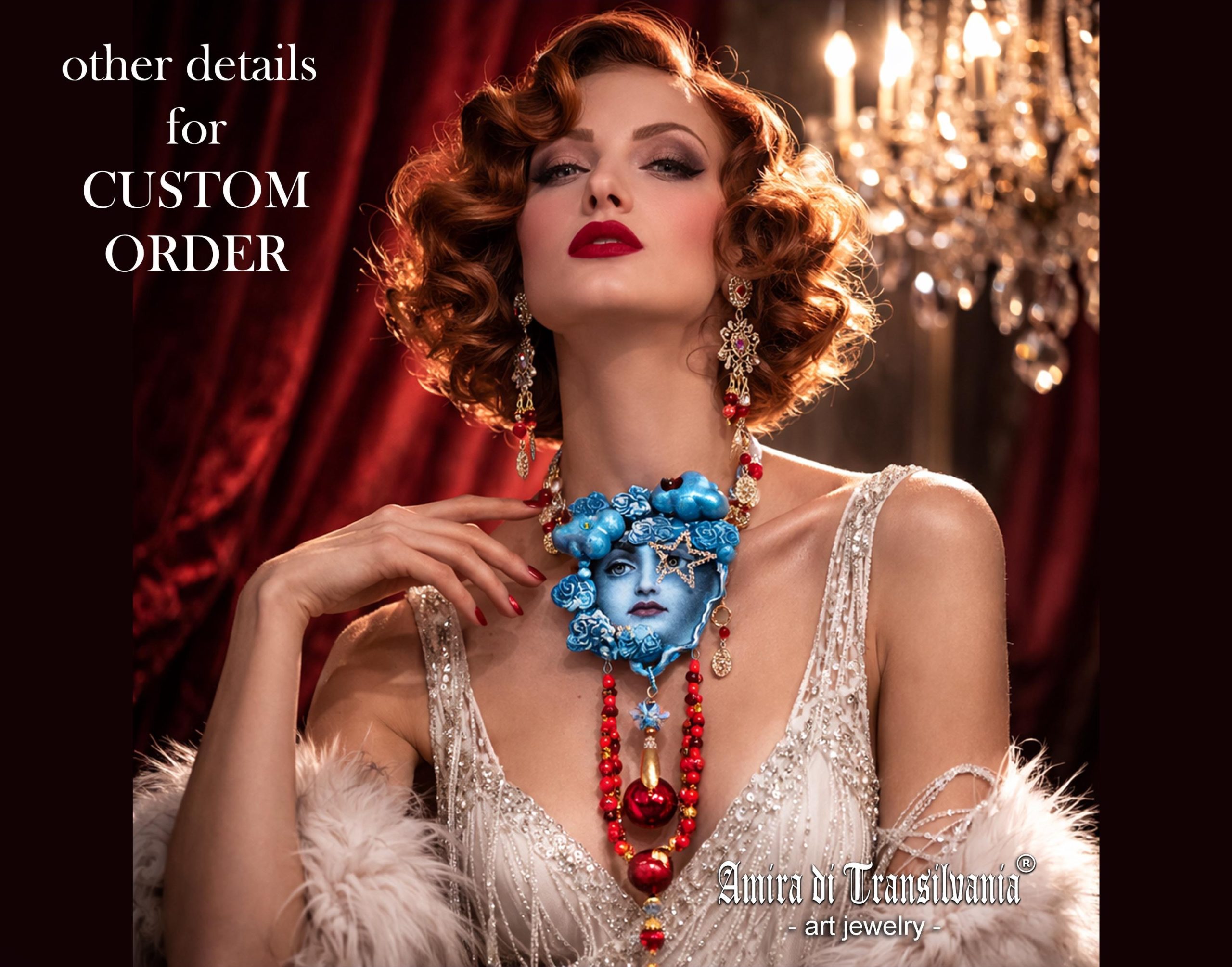 Maximalist Jewelry, Gatsby Statement Pendant Big Bold Chunky Necklaces, Charleston Charm Hollywood Diva Portrait