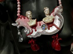 Statement Necklace, Dramatic Jewelry Baroque Luxury Bib Pendant, Sculptural Antique Statue Charm Crystal & Pearl
