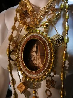Layered Necklace, Countess of Castiglione Vintage Photo Lariat Pendant, Statement Jewelry Antique Historical Baroque