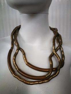 Statement Necklace – Brutalist Minimalist Gold Collar Choker, Futuristic Avant-Garde Italian Jewelry Design