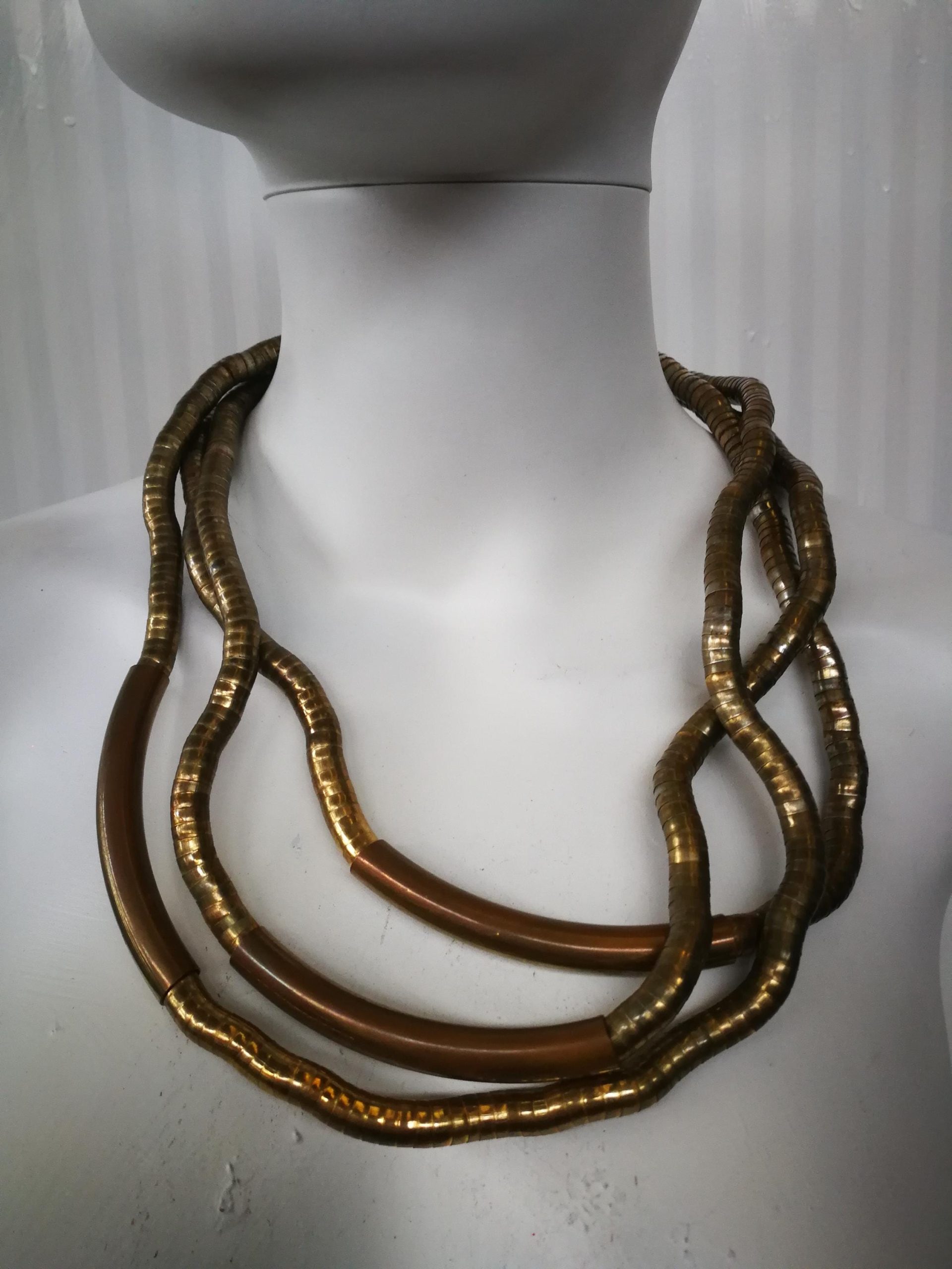 Statement Necklace – Brutalist Minimalist Gold Collar Choker, Futuristic Avant-Garde Italian Jewelry Design