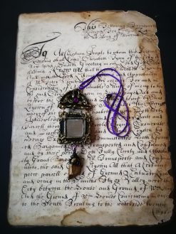Snow White Witch's Mirror Necklace Pendant, Romantic Victorian Gothic Jewelry, Stone Charm Vintage Style