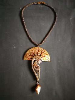 Siren Mermaid, Belle Epoque Jewelry Art Noiuveau, Liberty Style Bib Pendant Seashell Charm Shell
