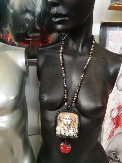 Statement Jewelry Love Necklace Adam and Eve Pendant Apple Paradise Portrait Locket Charm Medallion