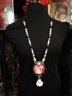 Baroque Pearl Necklace, Conch Shell Eye & Hand Jewelry, Luxury Pendant Rococo Charm Statement Jewellery