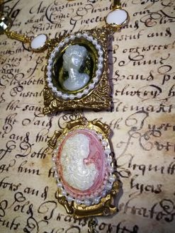 Cameo Necklace, Tie Layered Pendant Gallery Wall Royal Portrait Imperial Jewelry Statement Antique Baroque