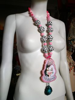 Cruella de Vil - Big Bold Chunky Necklaces, Statement Cartoon Jewelry, Hollywood Icon Whimsical Pendant