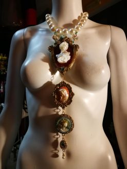 Cameo Silhouette, Statement Maximalist Jewelry Baroque Pendant, Luxury Necklace Rococo Romantic Gallery Wall Tie