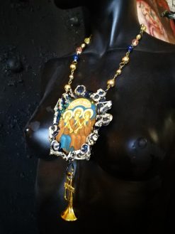 Holy Pop Pendant, Oddities and Curiosities Jewelry Religious Baroque, Icon Necklace Ironic Musical Angel