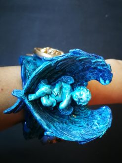 Guardian Angel Bracelet, Arm Cuff Bangle Sculptural Baroque Statement Jewelry, Maximalist Rococo Luxury Brand