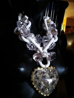 Futuristic Jewelry, Avant-garde Street Style Jewel, Big Bold Chunky Necklaces Heart & Chain Design Pendant