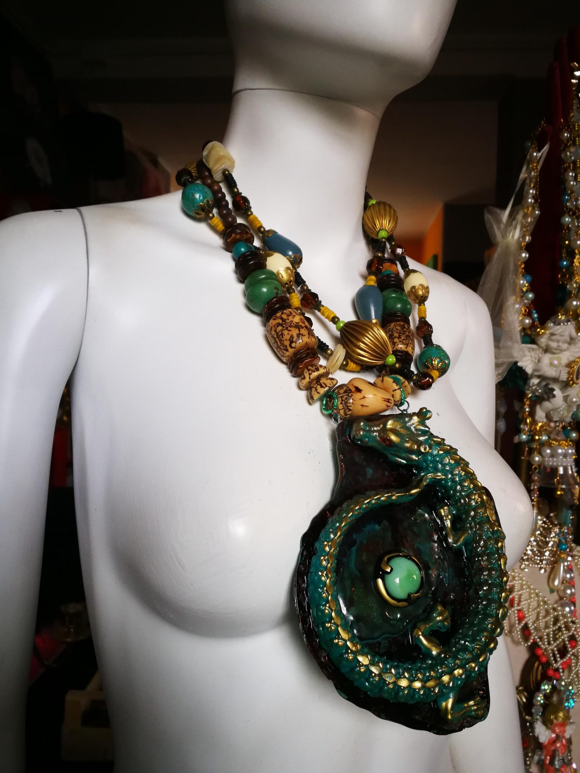 Dragon Jewelry, Maximalist Big Bold Chunky Necklaces, Statement Sculptural Pendant & Haute Couture Oversize Jewel