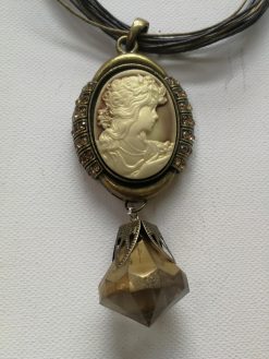 Cameo Necklace Portrait, Antique Vintage Style Pendant, Art Nouveau Luxury Jewellery Charm Medallion Jewelry