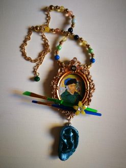 Van Gogh Ear Necklace, Statement Vintage Baroque Frame Charm, Artist Pendant Luxury Art Jewelry