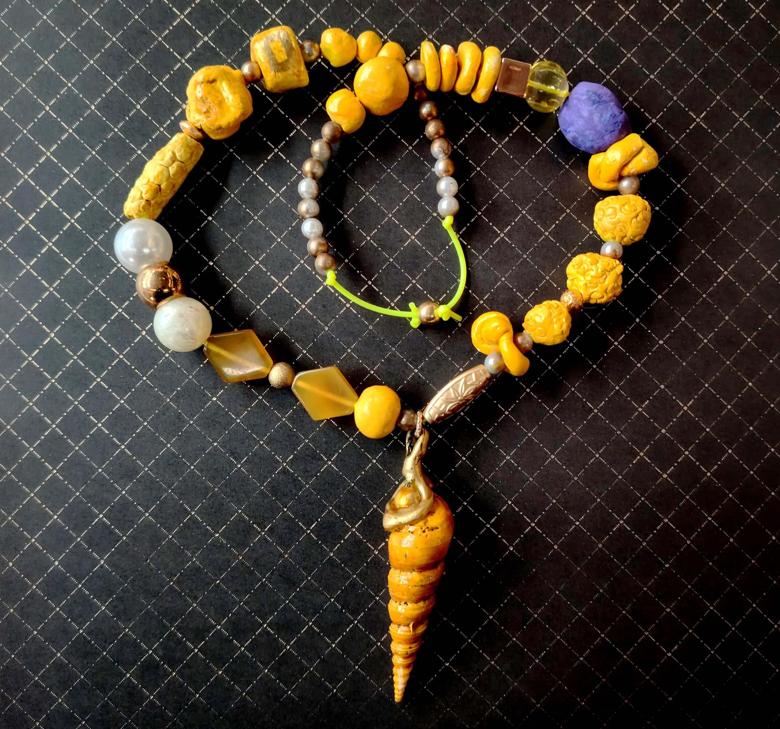 Ladies Jewel, Luxury Design Jewelry, Handmade Jewelery Chunky Beaded Statement, Necklace Bib Shell Charm