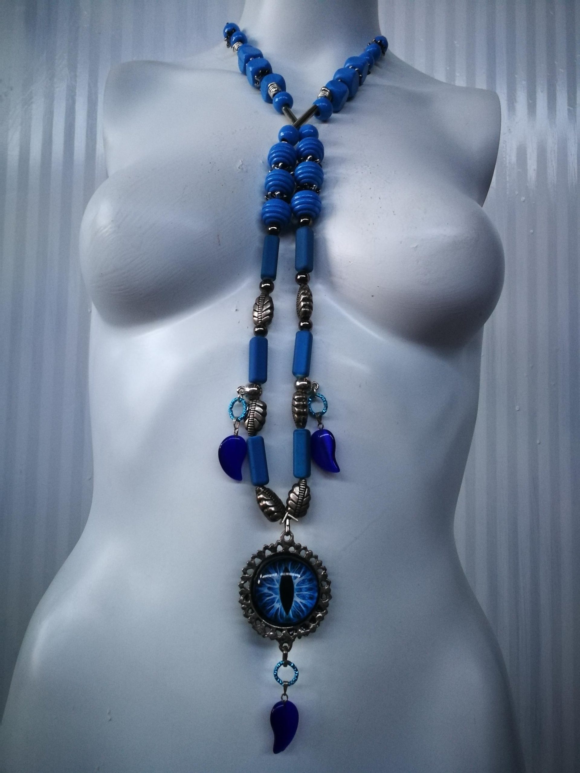 Turkish Evil Eye, Statement Pendant Good Luck Boho Ethnic Folk Jewelry Necklace Silver Charm