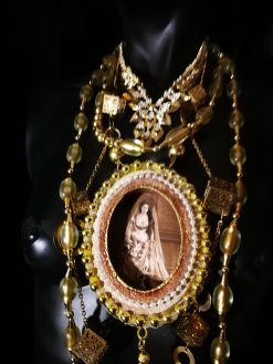 Layered Necklace, Countess of Castiglione Vintage Photo Lariat Pendant, Statement Jewelry Antique Historical Baroque