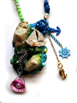 Shell Necklace, Statement Charm Pendant, Seashell Mermaid Jewelry, Sculpture Pendant, Luxury Cruise Ship Marine