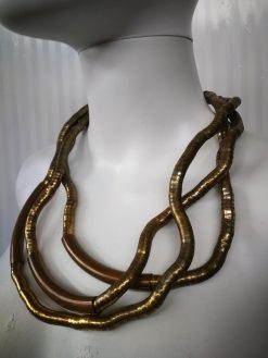 Statement Necklace – Brutalist Minimalist Gold Collar Choker, Futuristic Avant-Garde Italian Jewelry Design