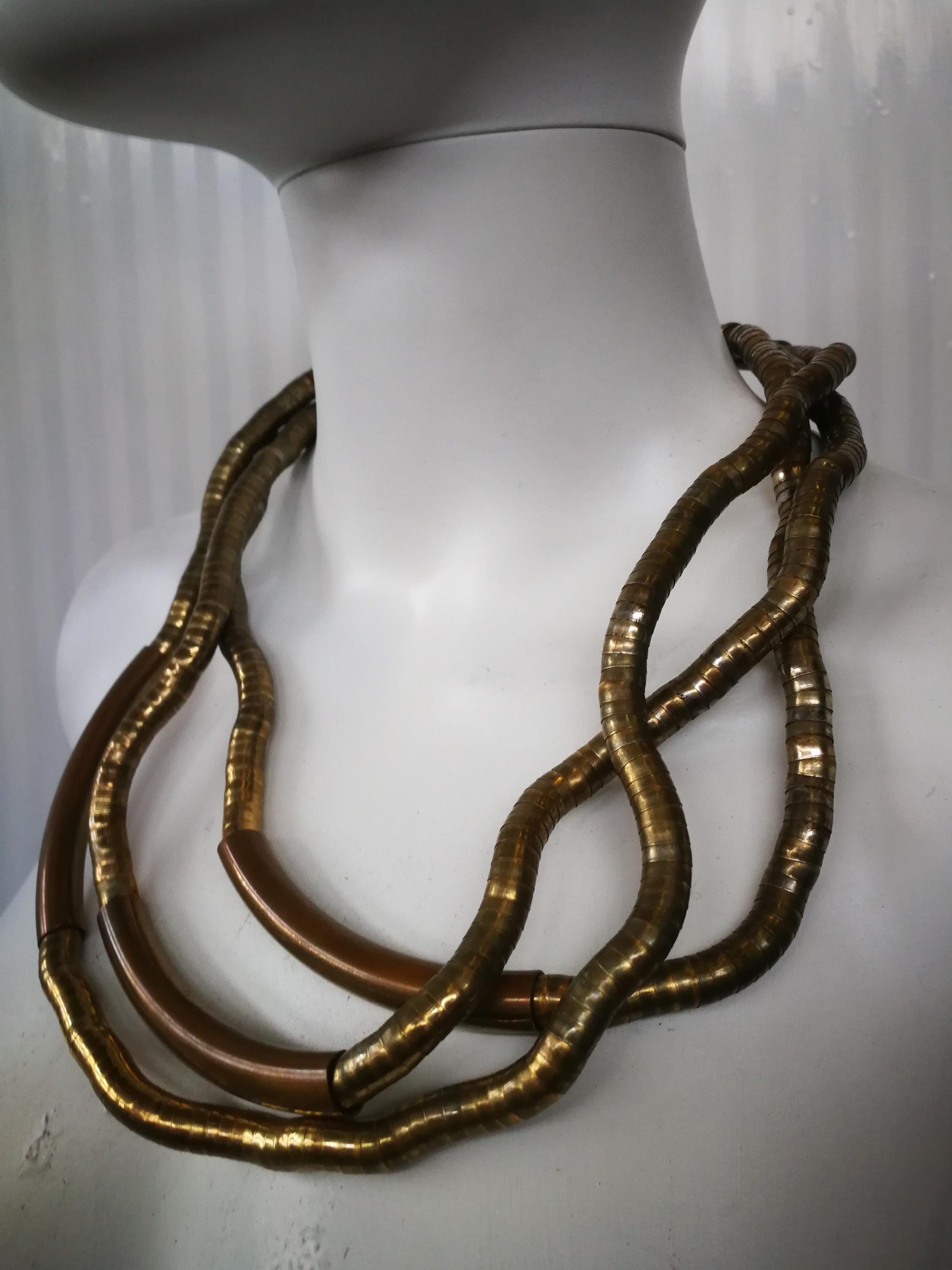 Statement Necklace – Brutalist Minimalist Gold Collar Choker, Futuristic Avant-Garde Italian Jewelry Design