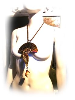 Siren Mermaid, Belle Epoque Jewelry Art Noiuveau, Liberty Style Bib Pendant Seashell Charm Shell