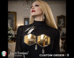 Queen Bee Necklace, Gold Bumble Honey Nest Pendant, Insect Charm Hexagon Beaded Vermeil Mirror