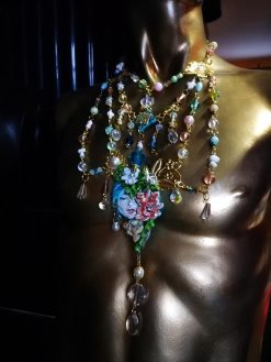 Marie Antoniette Jewelry, Flower Rococo Pendant, Luxury Medallion Baroque, Romantic French Pearls Cameo Silhouette