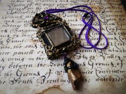 Snow White Witch's Mirror Necklace Pendant, Romantic Victorian Gothic Jewelry, Stone Charm Vintage Style