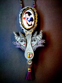 Snow White Witch Mirror Necklace Pendant, Romantic Victorian Gothic Jewelry, Chunky Fantasy Baroque Charm