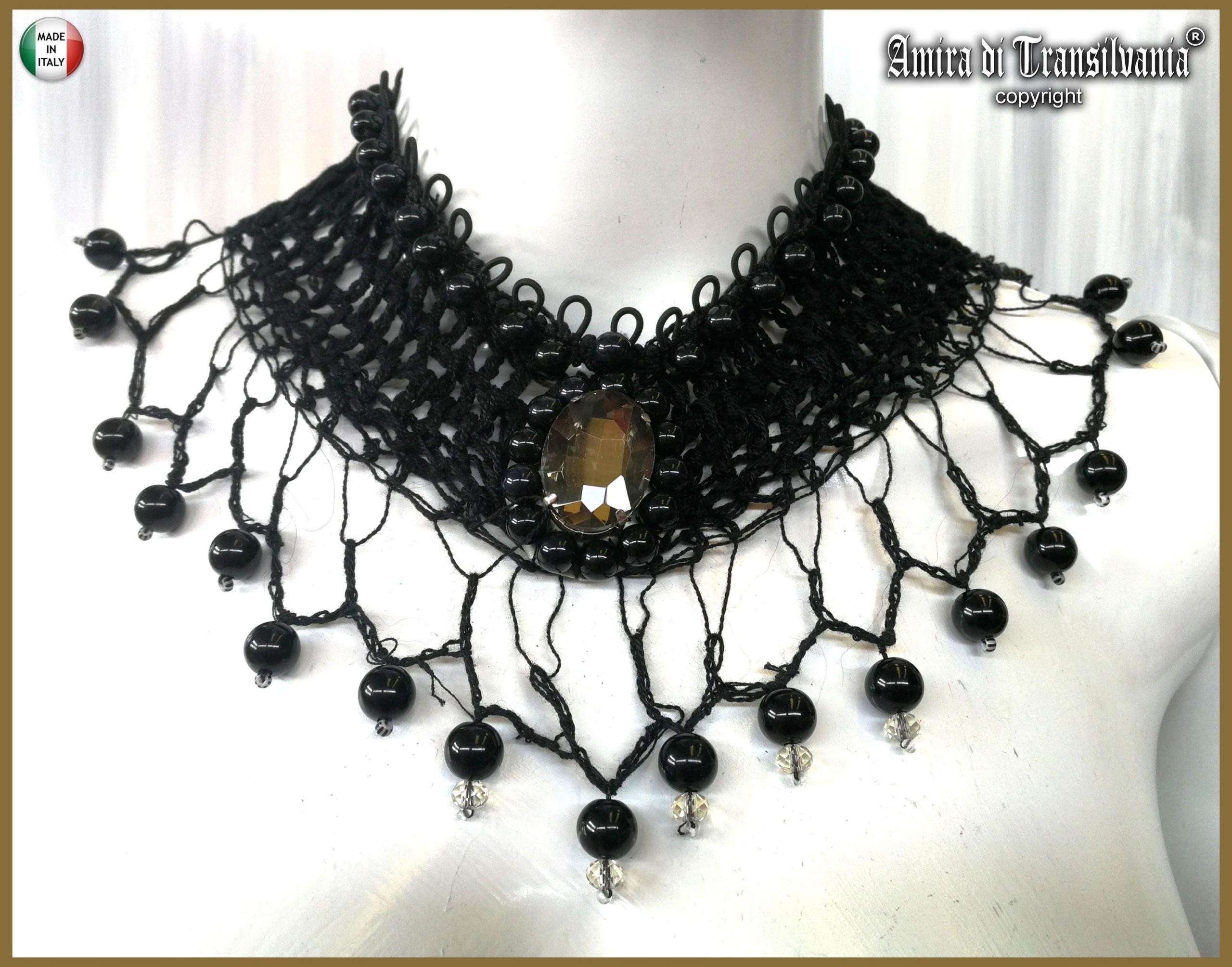 Marie Antoniette Choker, Embroidered Crochet Fine Lace Jewelry, Medallion Necklace Fetish Collar Statement Cameo