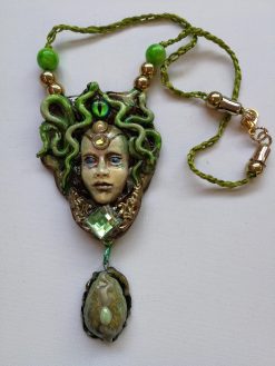 Medusa Jewelry Pendant Necklace, Snake Goddess Greek Mythology Sculpture, Minoan Serpent Eye Locket Charm