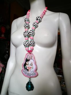 Cruella de Vil - Big Bold Chunky Necklaces, Statement Cartoon Jewelry, Hollywood Icon Whimsical Pendant