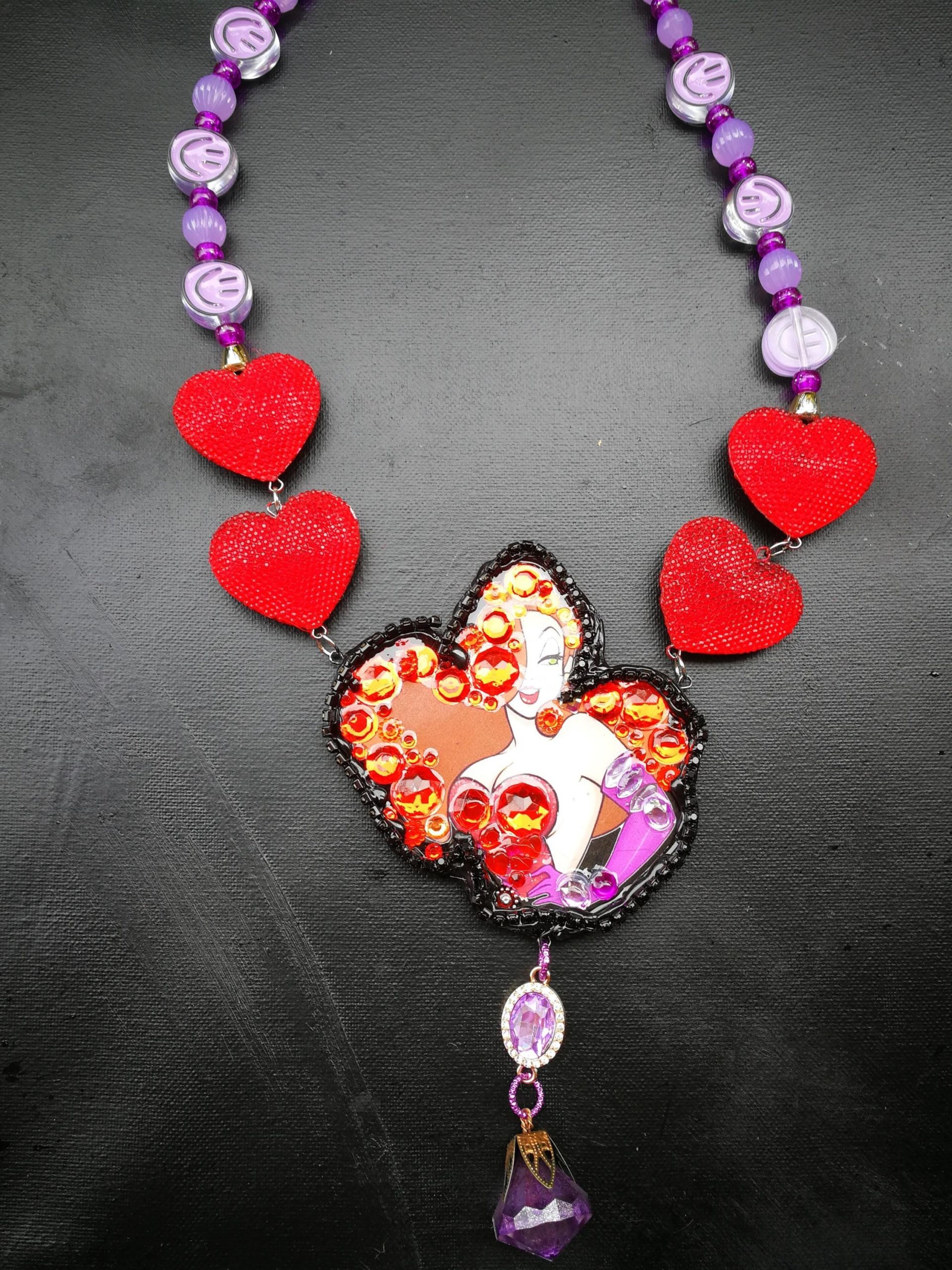 Jessica Rabbit - Big Bold Chunky Necklaces, Statement Cartoon Jewelry, Hollywood Icon Whimsical Heart Pendant