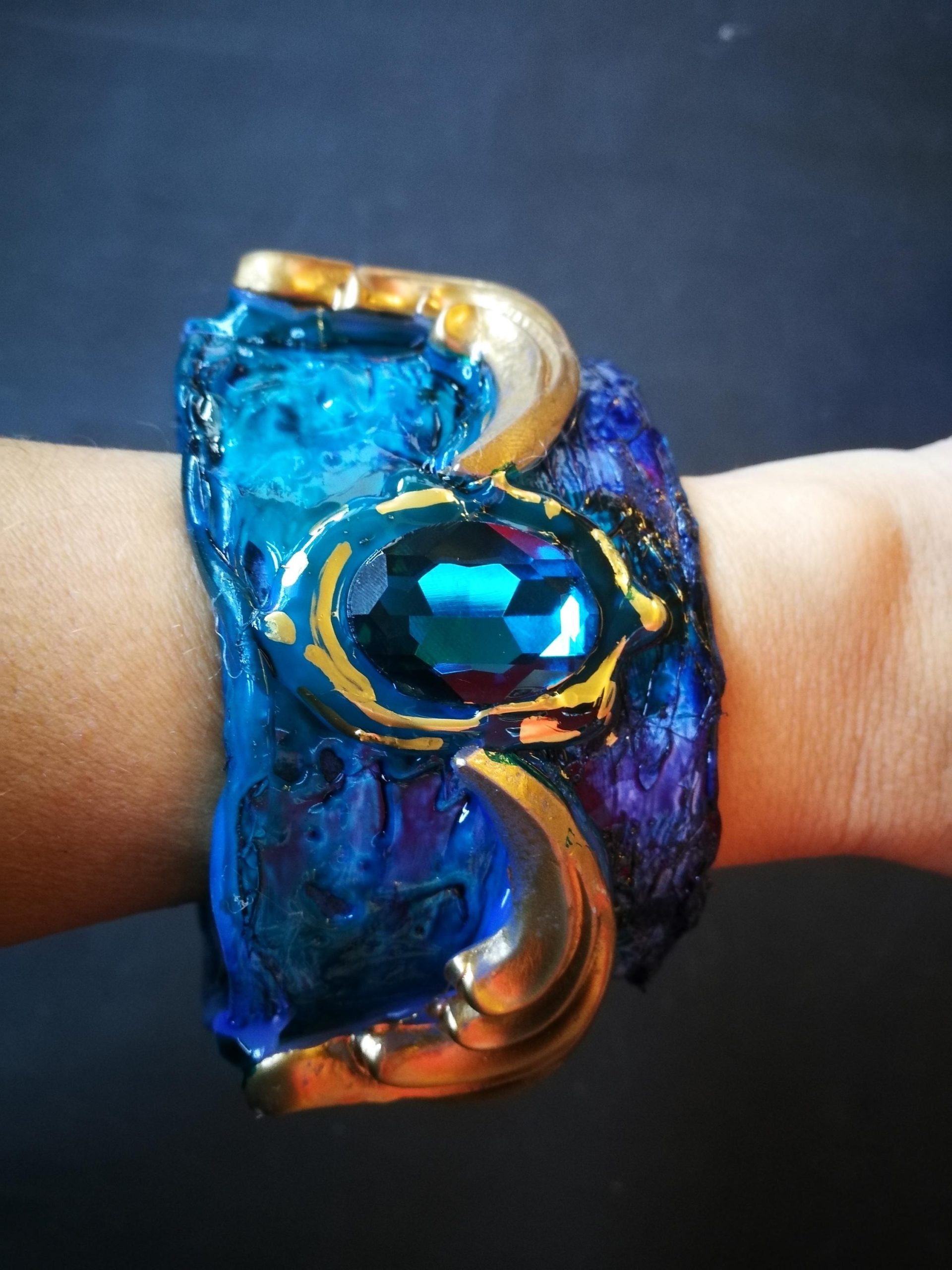 Guardian Angel Bracelet, Arm Cuff Bangle Sculptural Baroque Statement Jewelry, Maximalist Rococo Luxury Brand