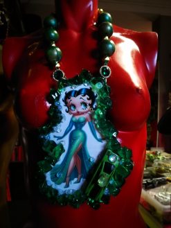 Betty Boop - Big Bold Chunky Necklaces, Statement Green Emerald Jewelry, Old Hollywood Icon Diva Pendant