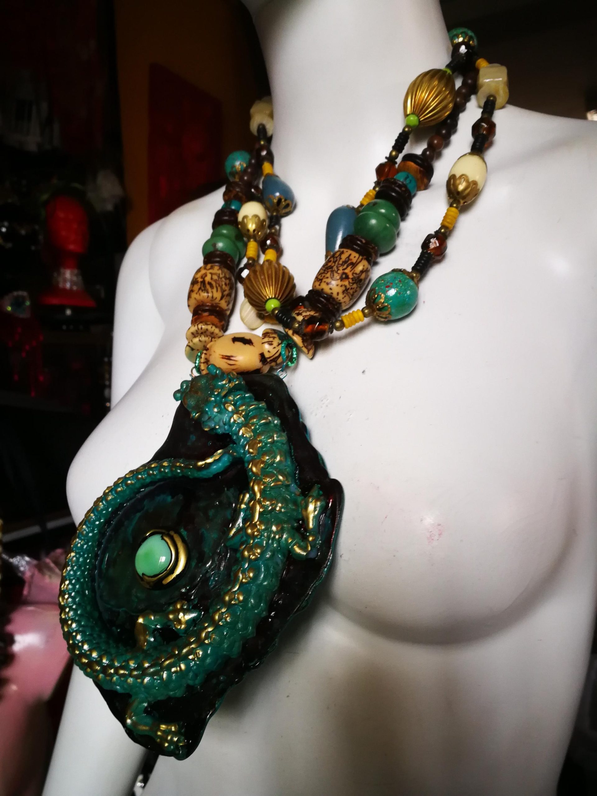 Dragon Jewelry, Maximalist Big Bold Chunky Necklaces, Statement Sculptural Pendant & Haute Couture Oversize Jewel