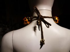 Oversized Necklace Hand Painted Leopard Orb Beaded Statement OOAK Haute Couture Jewelry Sculptured Wild