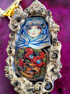 Matryoshka Dolls, Polymer Clay Sculpture Jewelry, Traditional Folk Regional Necklace, Russian Folkloric Pendant Charm