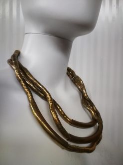 Statement Necklace – Brutalist Minimalist Gold Collar Choker, Futuristic Avant-Garde Italian Jewelry Design