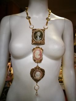 Cameo Necklace, Tie Layered Pendant Gallery Wall Royal Portrait Imperial Jewelry Statement Antique Baroque