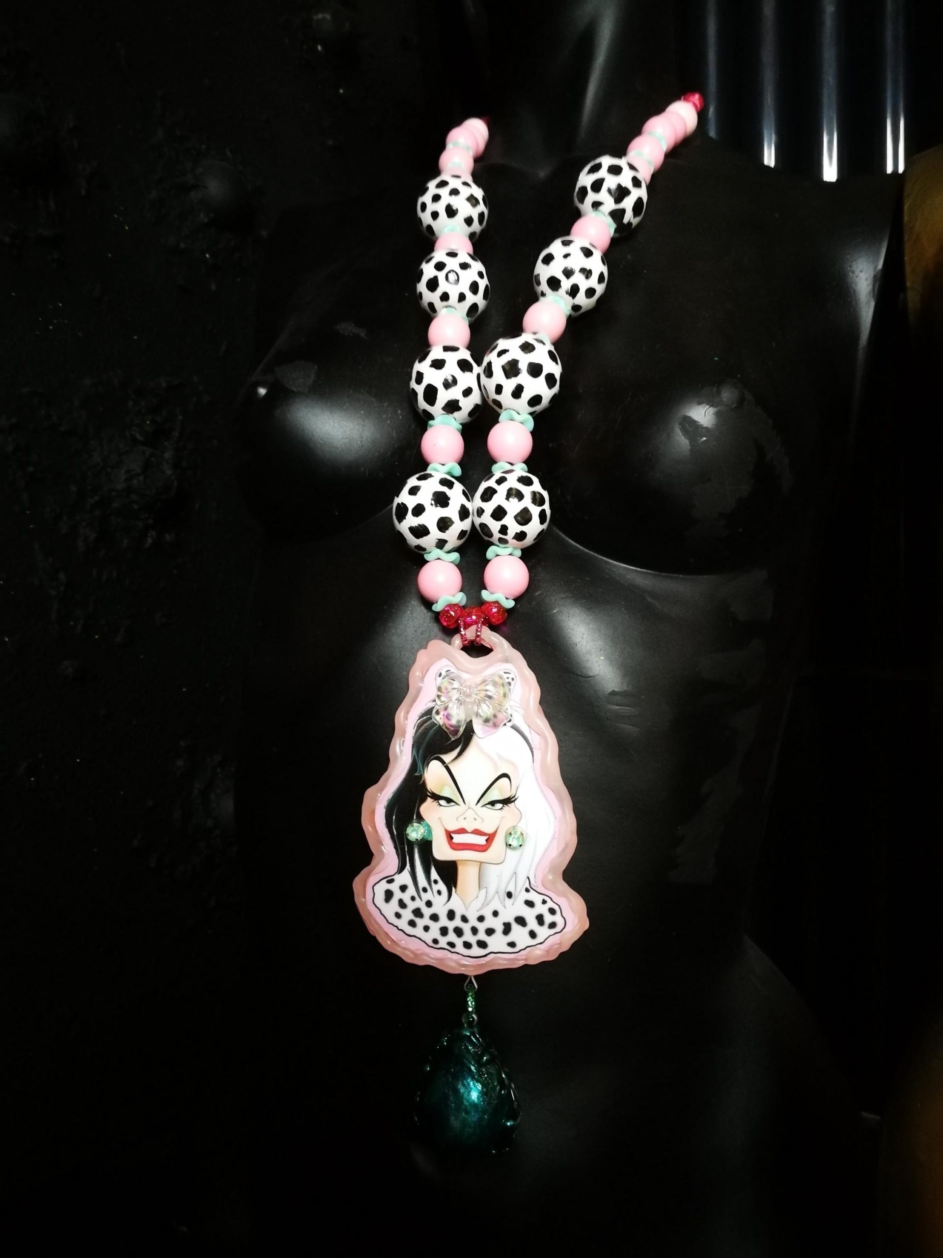 Cruella de Vil - Big Bold Chunky Necklaces, Statement Cartoon Jewelry, Hollywood Icon Whimsical Pendant