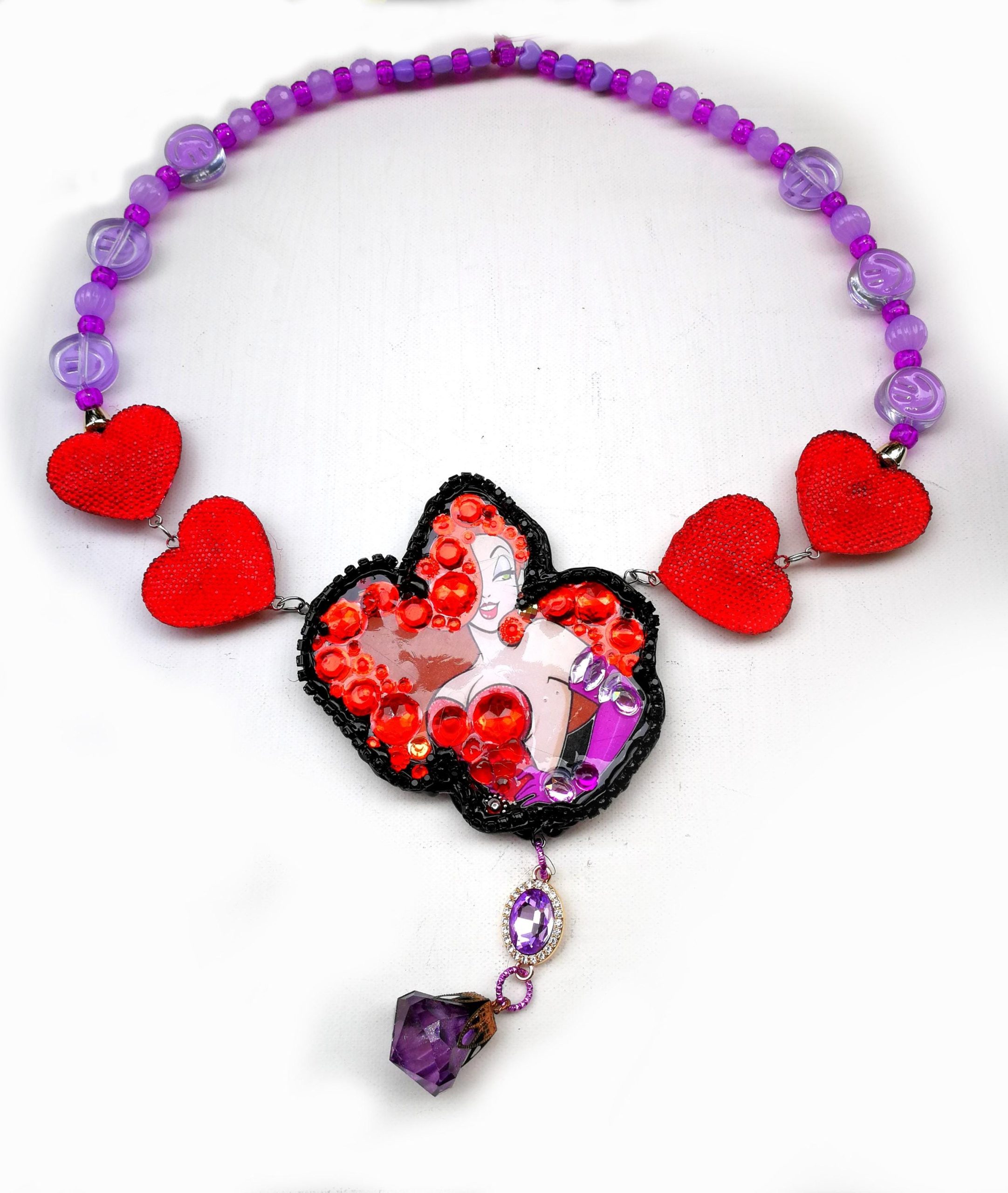 Jessica Rabbit - Big Bold Chunky Necklaces, Statement Cartoon Jewelry, Hollywood Icon Whimsical Heart Pendant