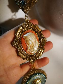 Cameo Silhouette, Statement Maximalist Jewelry Baroque Pendant, Luxury Necklace Rococo Romantic Gallery Wall Tie