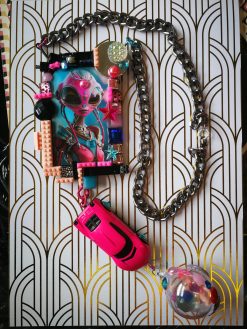 Futuristic OOAK Jewelry, Alien Statement Necklace UFO Area 51 Extraterrestrial E.T Design, Hi Tech Pendant