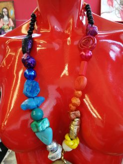 Artist Palette Pendant, Woman Painter Statement Jewelry, Beaded Handmade Sculpture Big Bold Chunky Necklace