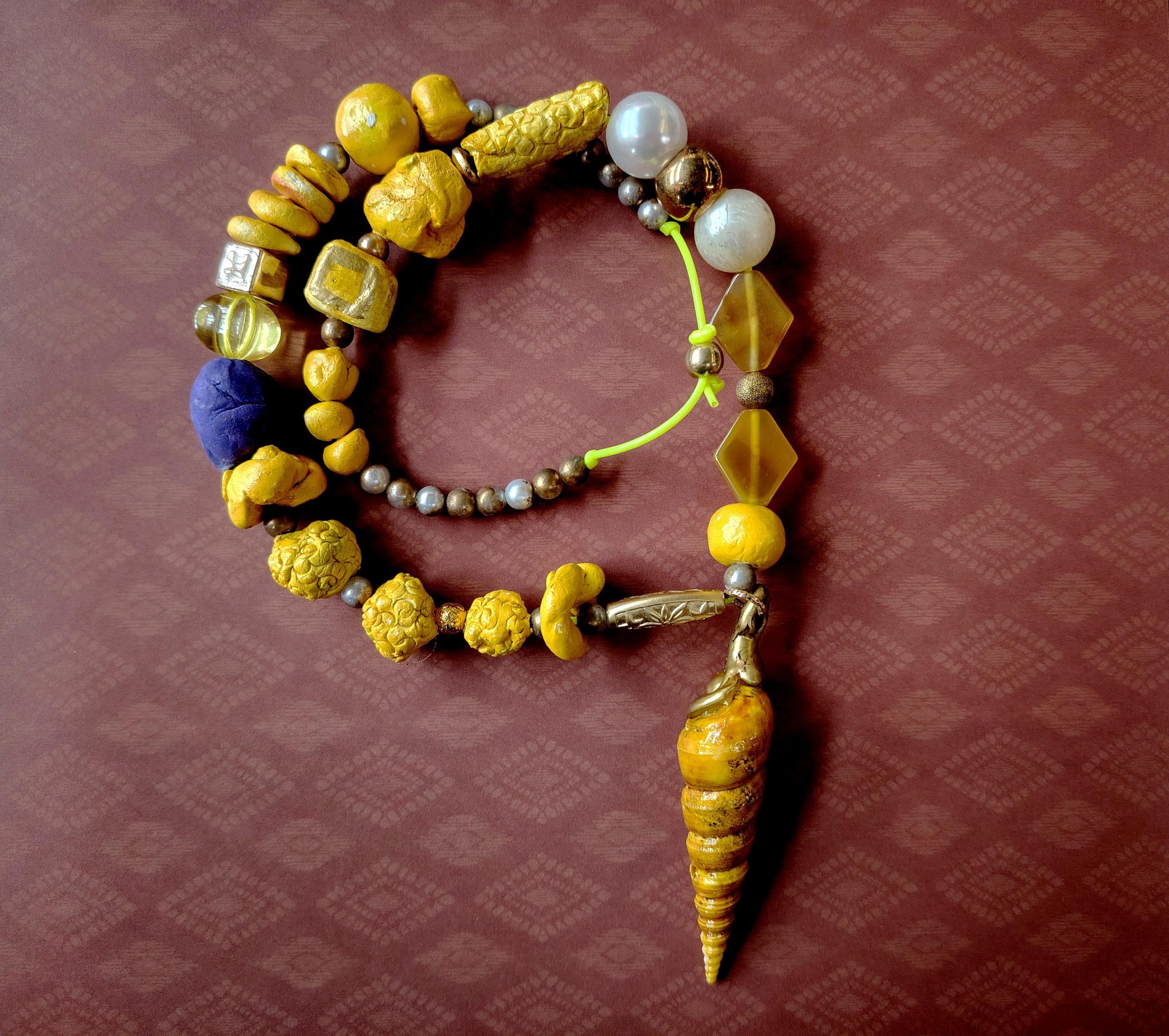 Ladies Jewel, Luxury Design Jewelry, Handmade Jewelery Chunky Beaded Statement, Necklace Bib Shell Charm