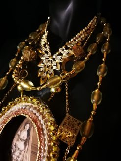 Layered Necklace, Countess of Castiglione Vintage Photo Lariat Pendant, Statement Jewelry Antique Historical Baroque