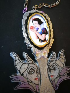 Snow White Witch Mirror Necklace Pendant, Romantic Victorian Gothic Jewelry, Chunky Fantasy Baroque Charm