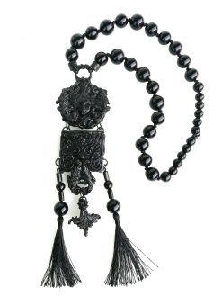 Black Mirror Necklace, Dark Academia Jewelry, Goth Jewel Antique Style, Victorian Gothic Witch Pendant